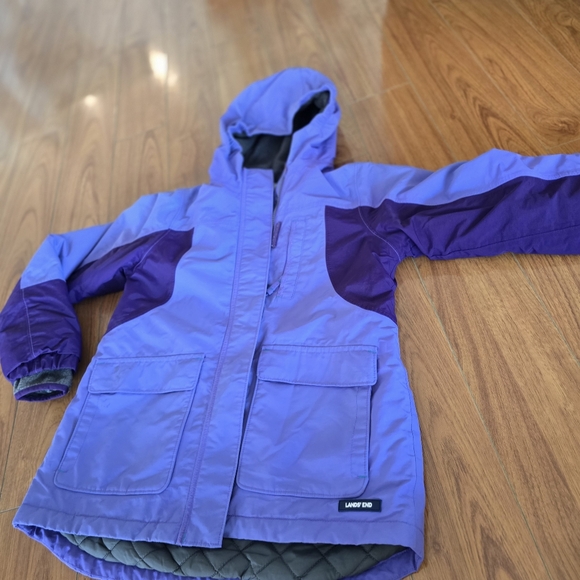 Girl's Lands End Winter Purple Jacket - Picture 1 of 16